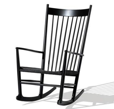 J16 gyngestol, sort med sort flet - Hans J. Wegner﻿