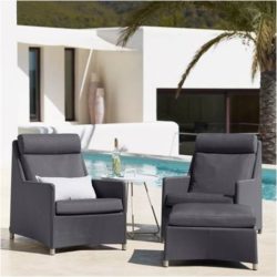 Diamond lounge highbackstol grå inkl. hynde - Cane-Line