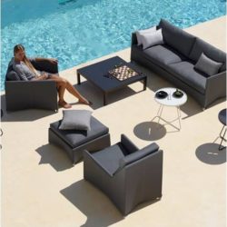 Diamond lounge highbackstol grå inkl. hynde - Cane-Line