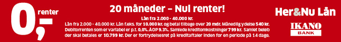 Lån op til 40.000 DKK uden renter - Kun oprettelse
